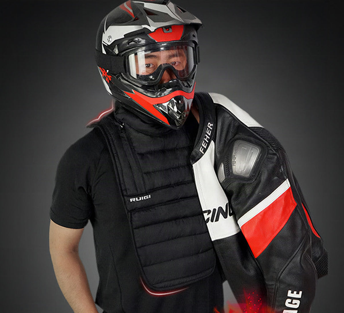 Bufanda protectora de pecho y cuello desmontable para moto
