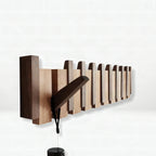 Perchero de pared plegable de madera de nogal y haya