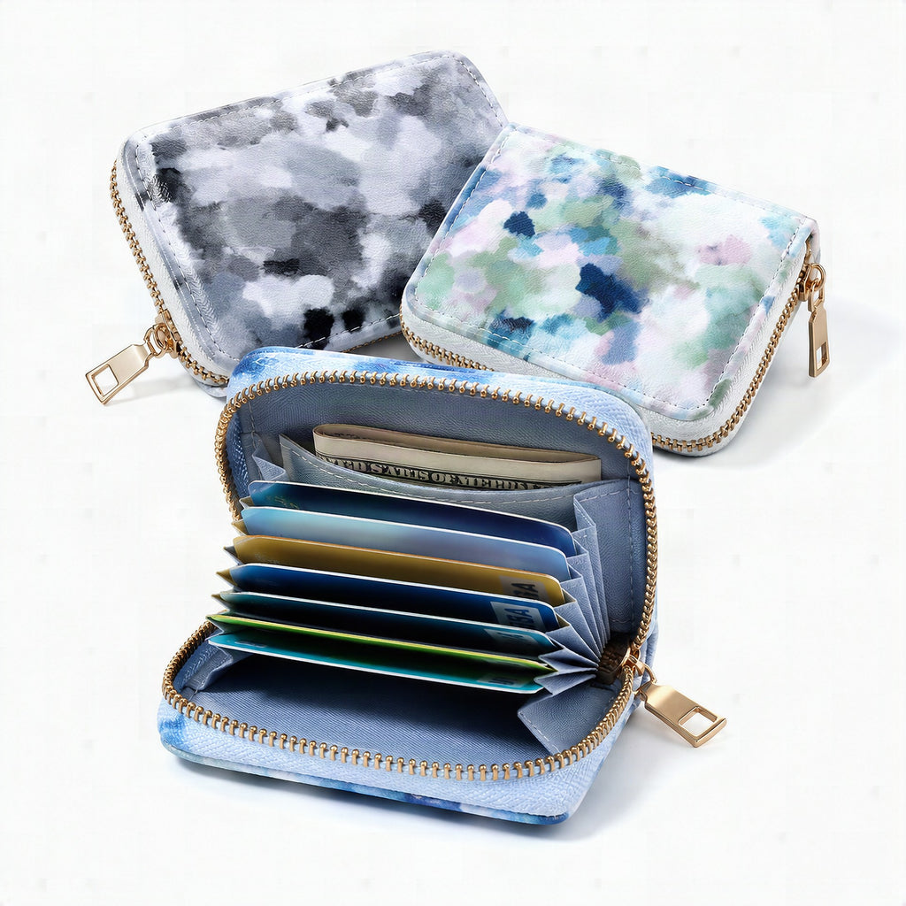 Cartera compacta con cremallera y estampado de camuflaje marmolado