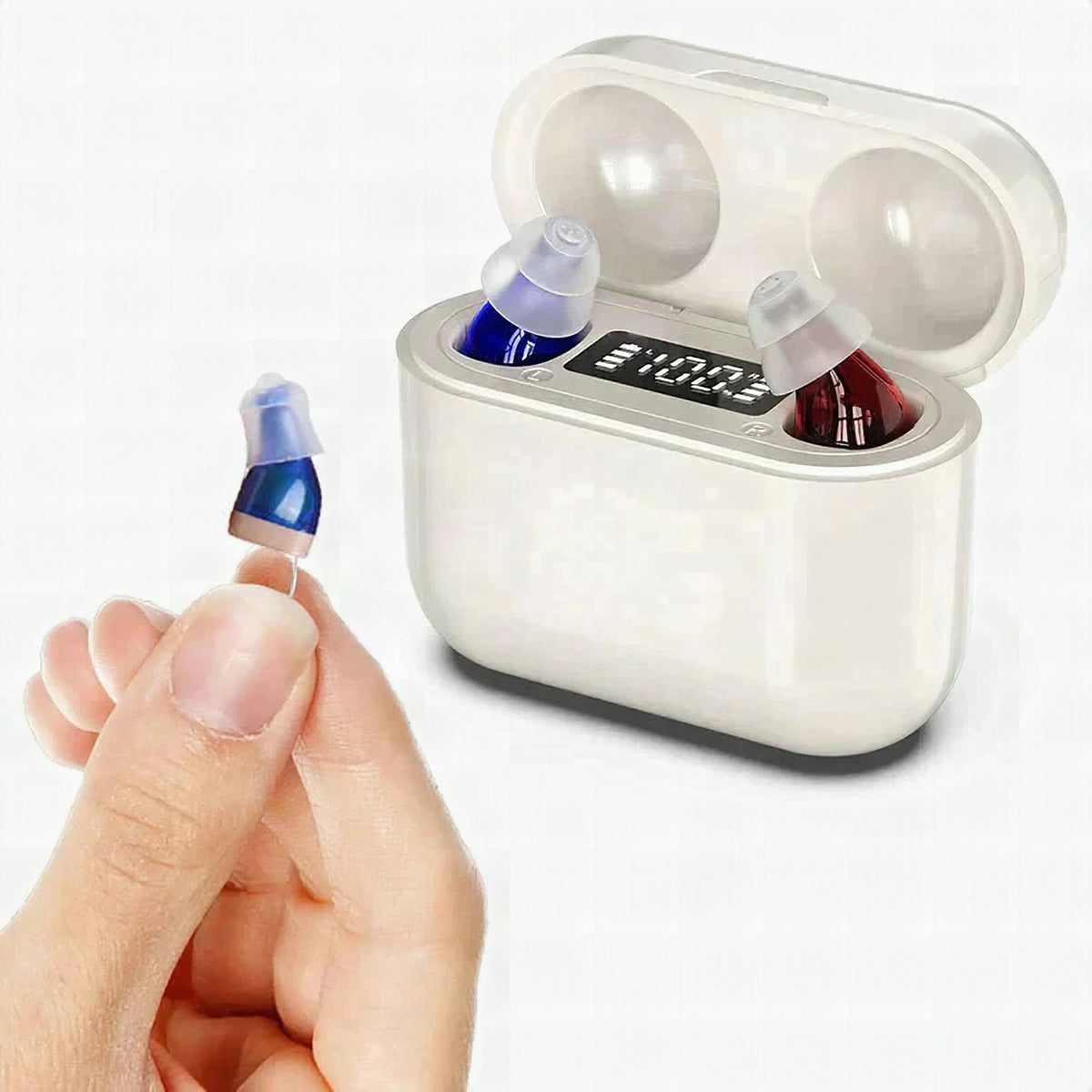 Audífono recargable invisible ClearPro con diseño ergonómico y discreto para mejorar la audición