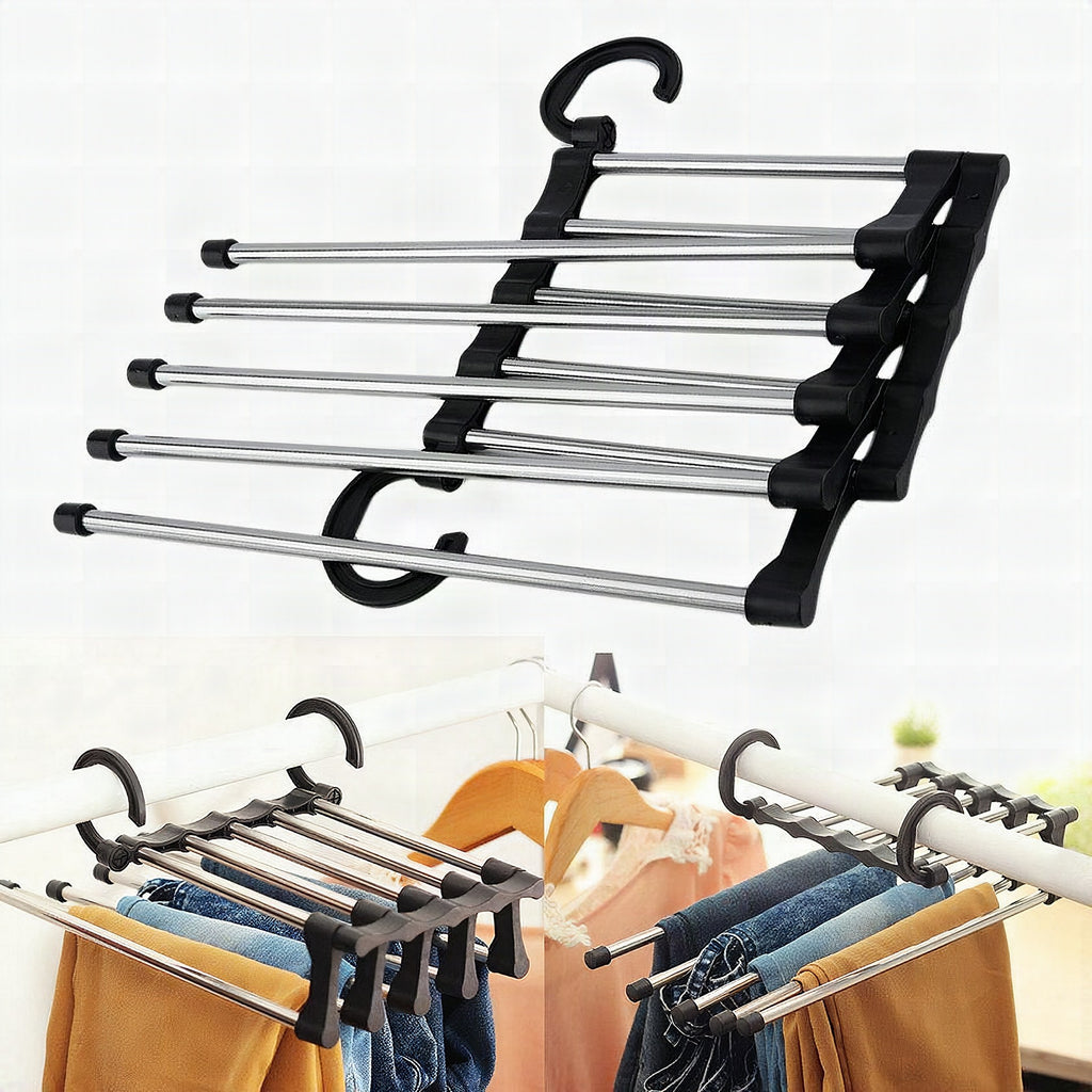 Percha organizadora de pantalones de 5 barras