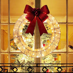 Corona de Navidad iluminada de 50 cm hecha a mano con 140 luces LED