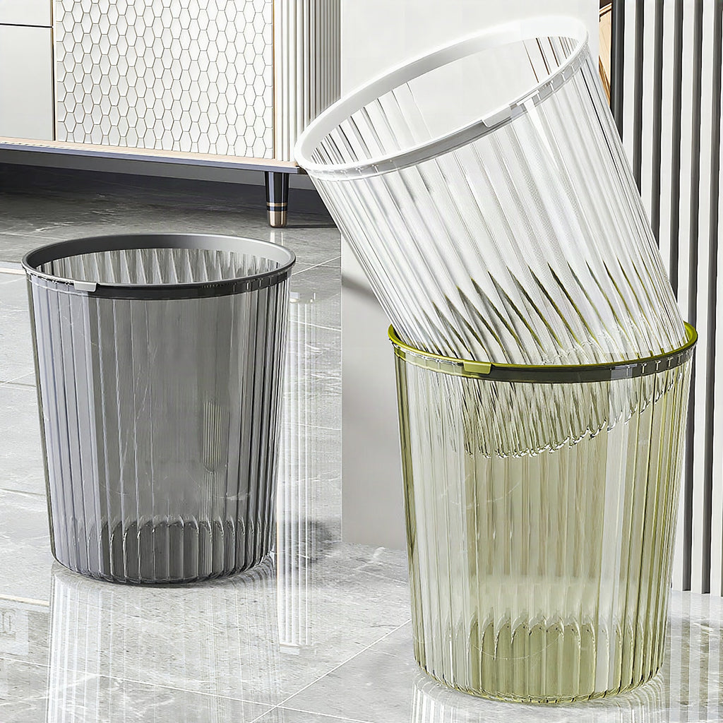 Cesta decorativa con textura acanalada