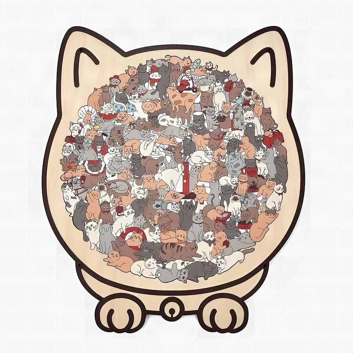Puzle de madera con forma de gato de 135 piezas