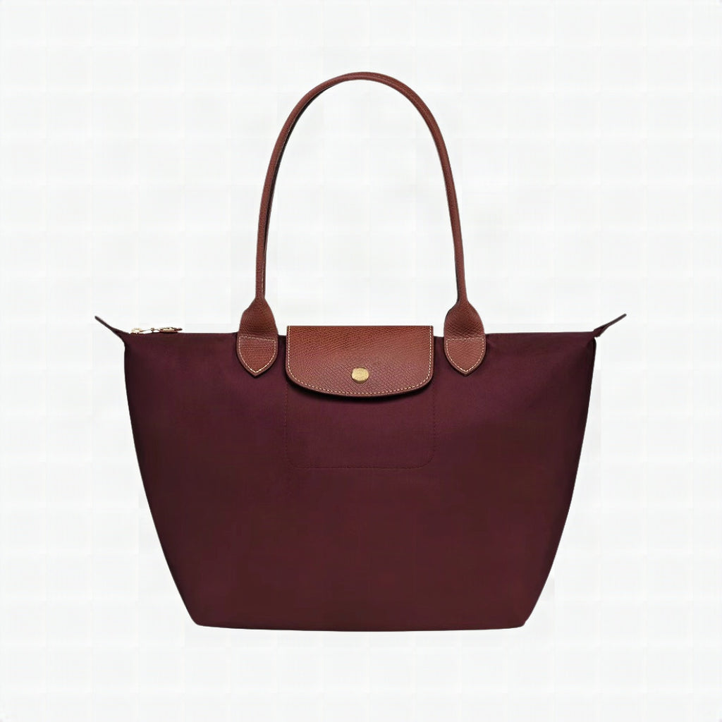 Bolso Longchanp Le Pliage en nylon y piel, vista frontal completa