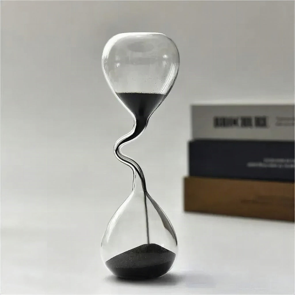 Reloj de arena curvo negro de cristal