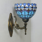 Aplique de pared mediterráneo con pantalla de cristal azul