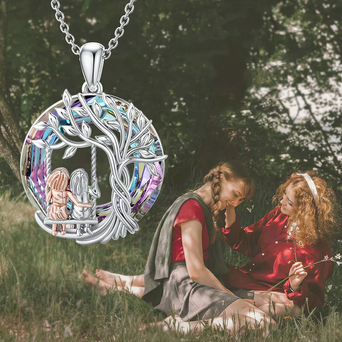 Collar de la amistad con árbol de la vida calado