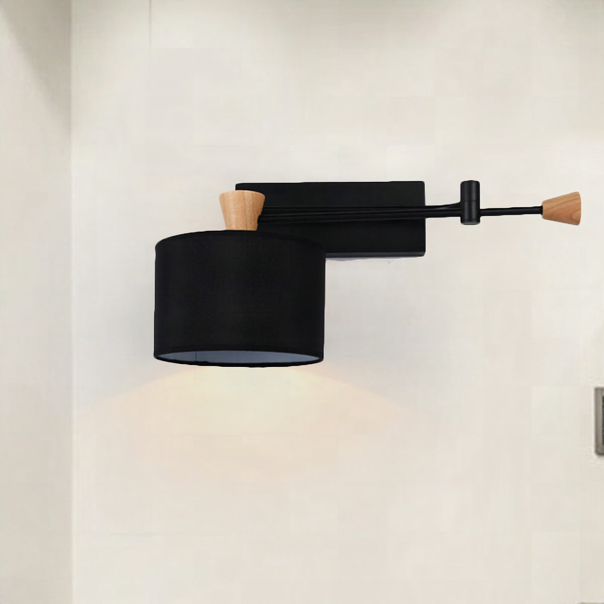 Aplique de pared con pantalla de tambor en tela, 1 luz, estilo contemporáneo