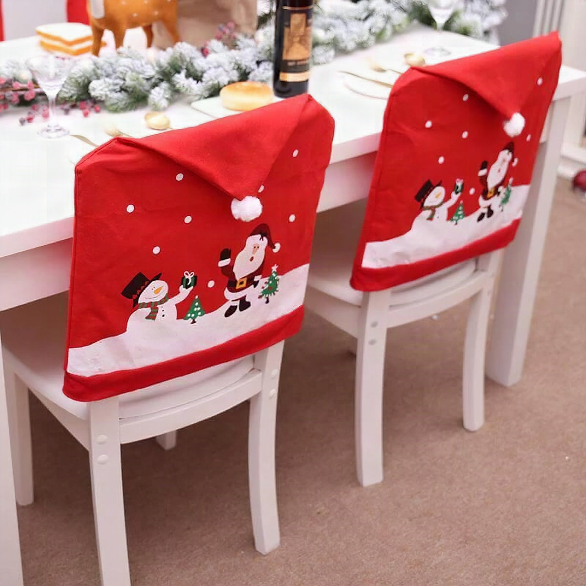 Funda de silla navideña con gorro de Papá Noel