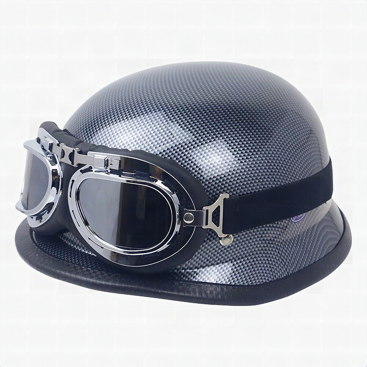 Casco de moto retro con gafas