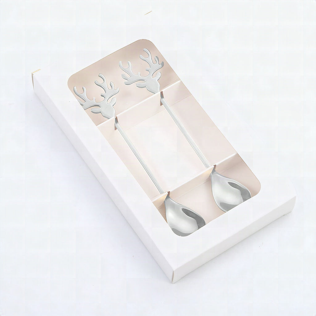 Set de cucharas y tenedores navideños de acero inoxidable