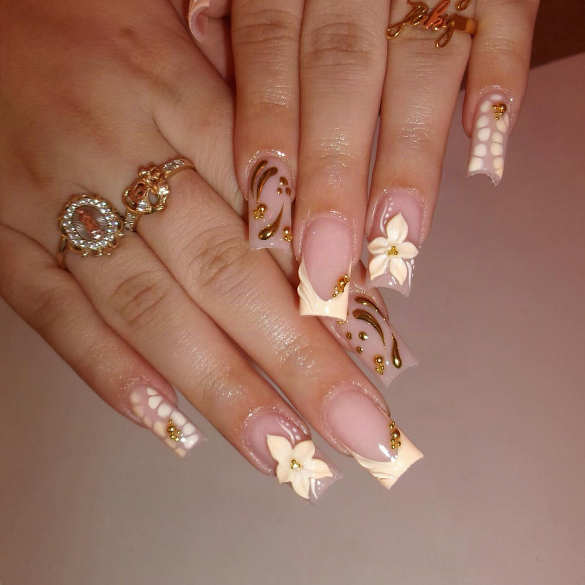Set de uñas postizas de gel artísticas premium