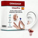 Audífono invisible ClearPro colocado discretamente en el oído de una persona