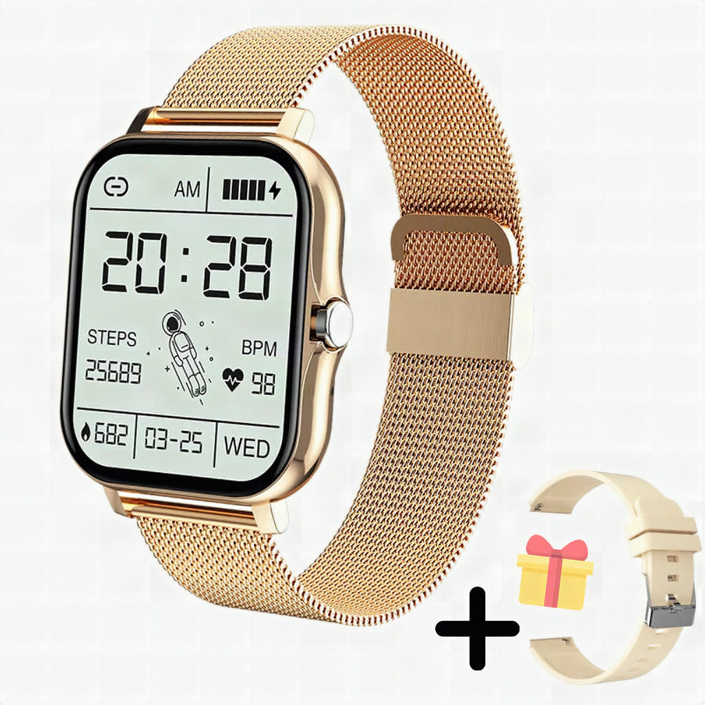 Smartwatch digital multifunción dorado