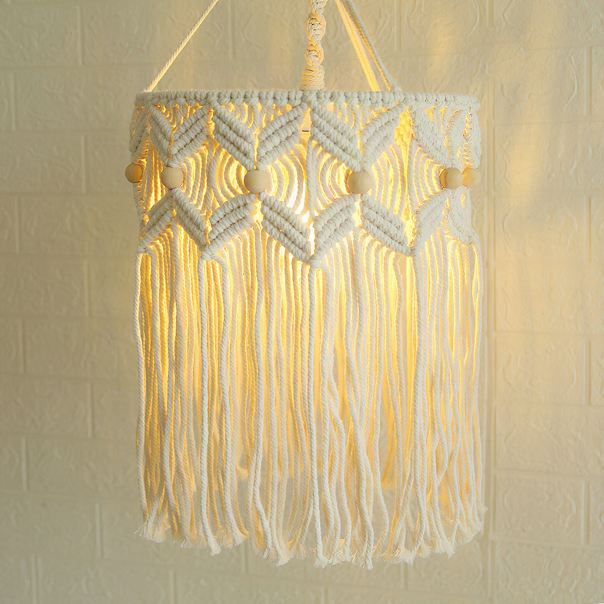 Lámpara colgante decorativa de macramé