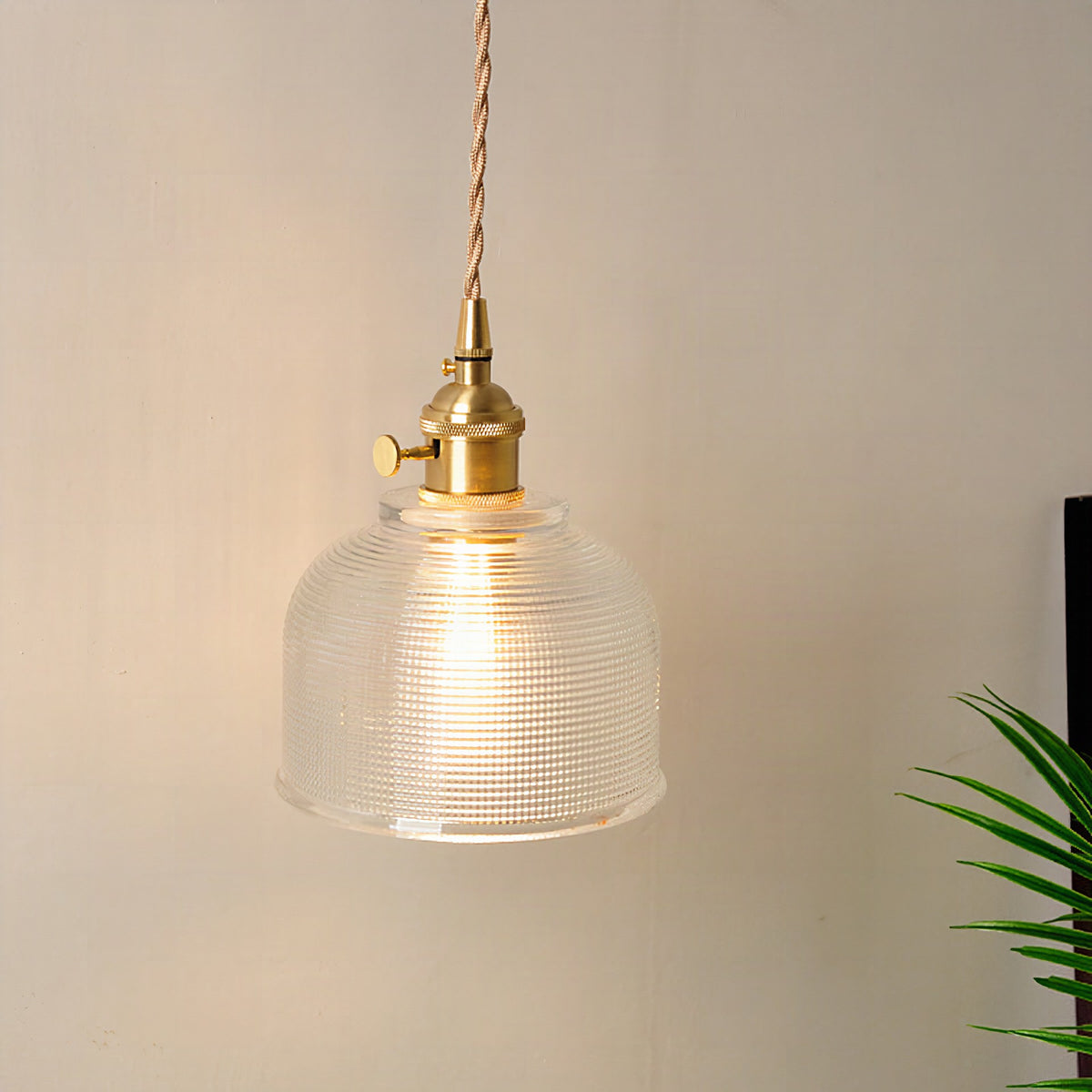 Aplique de pared industrial de 1 luz con pantalla de cristal transparente