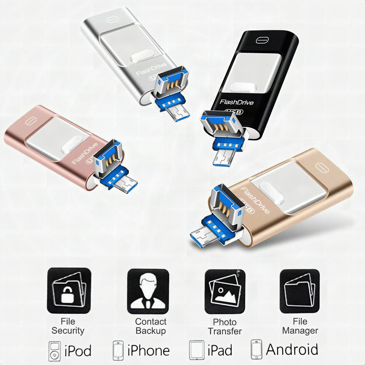 Memoria USB portátil para iPhone, iPad y Android
