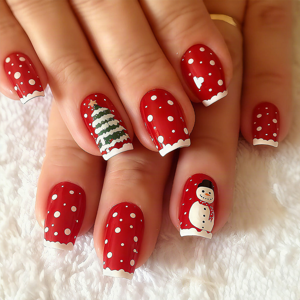 Uñas postizas de diseño navideño