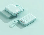 Batería externa portátil de 10.000 mAh con carga rápida y cables integrados