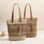 Bolso tote trenzado de materiales naturales