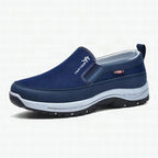 Zapatillas ortopédicas OrthoPro anatómicas sin cordones en color azul, vista frontal