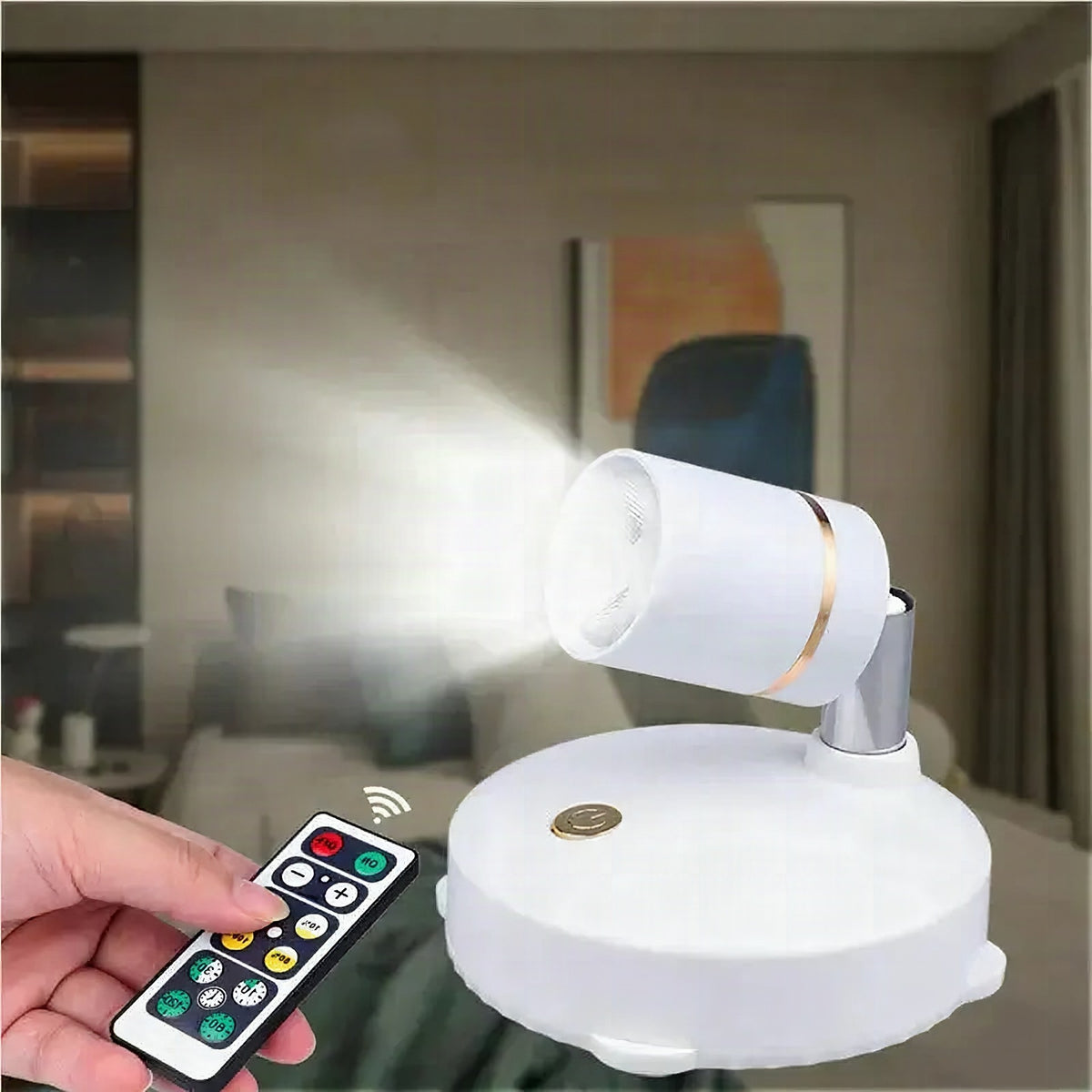 Foco LED inalámbrico regulable con mando a distancia