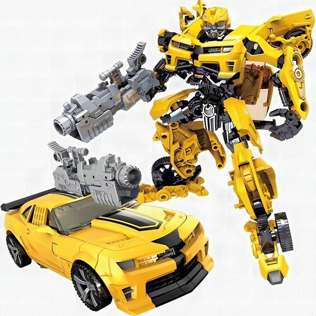 Robot transformable Optimus y Bumblebee en modo vehículo y robot, figura articulada para niños