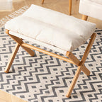 Taburete plegable con acolchado confortable y estructura de madera resistente