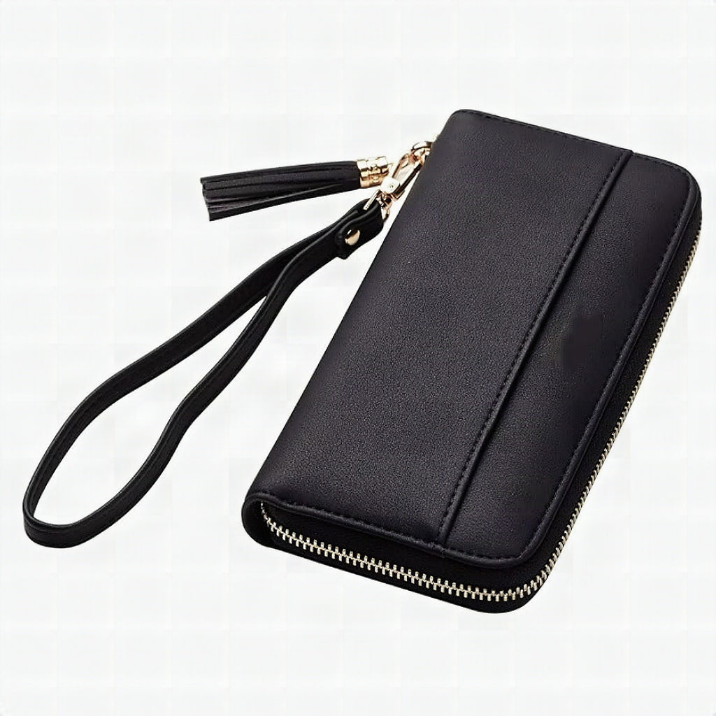 Cartera elegante con cremallera práctica y ranuras para tarjetas