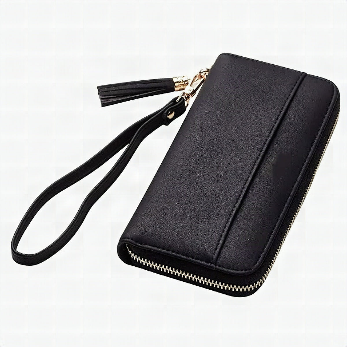 Cartera elegante con cremallera práctica y ranuras para tarjetas