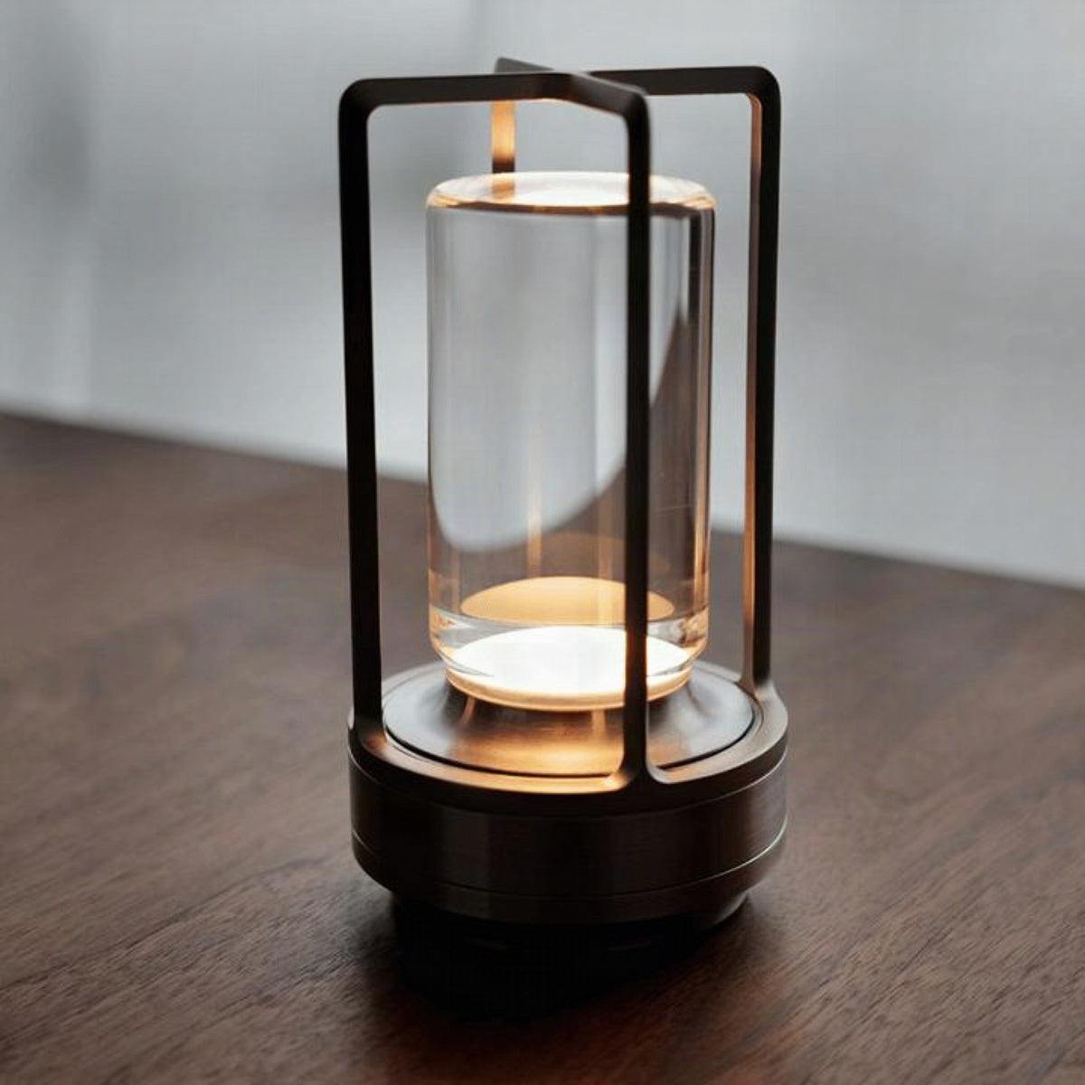Lámpara de mesa de cristal con panel táctil y carga USB