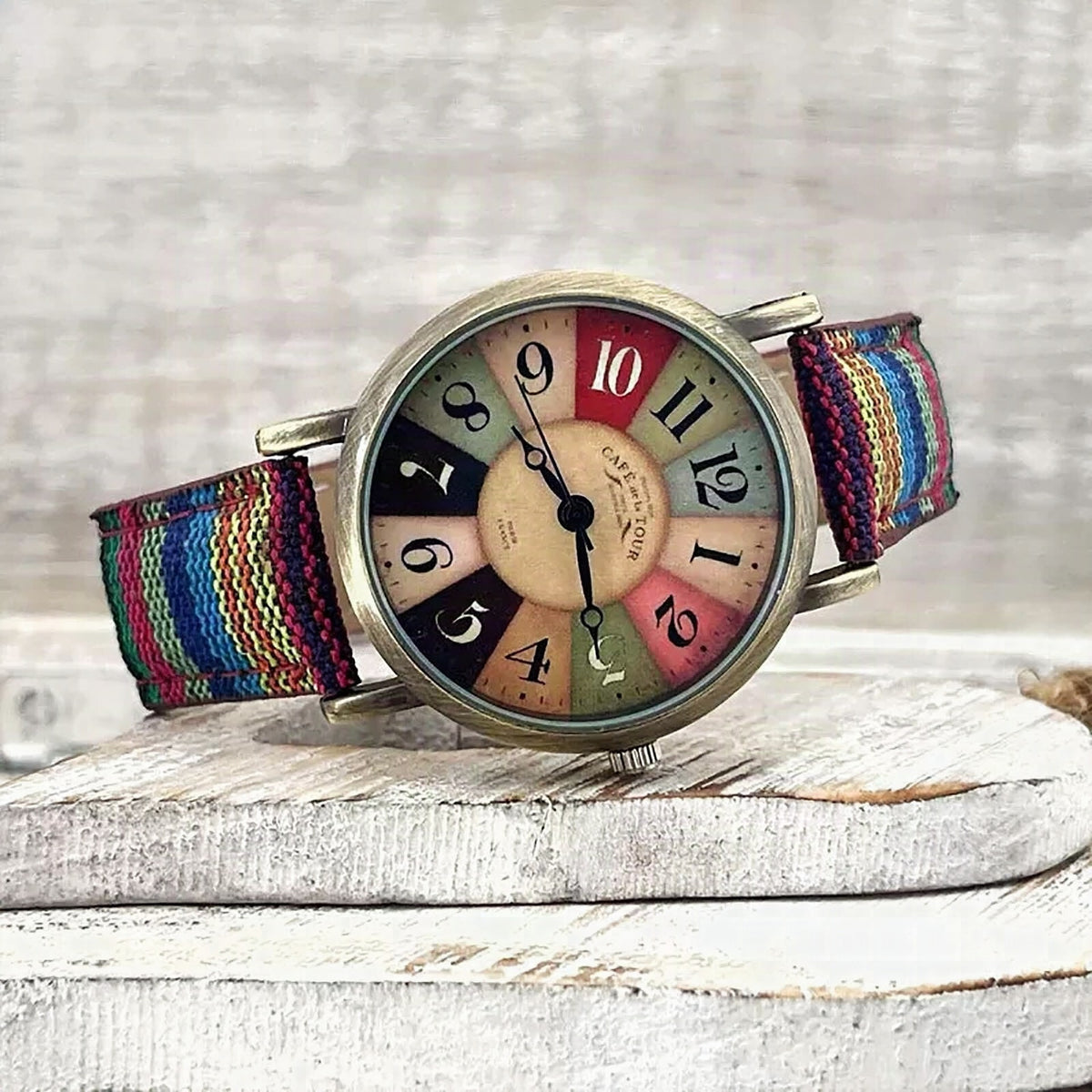 Reloj retro Wise con correa de lona denim – Estilo vintage unisex