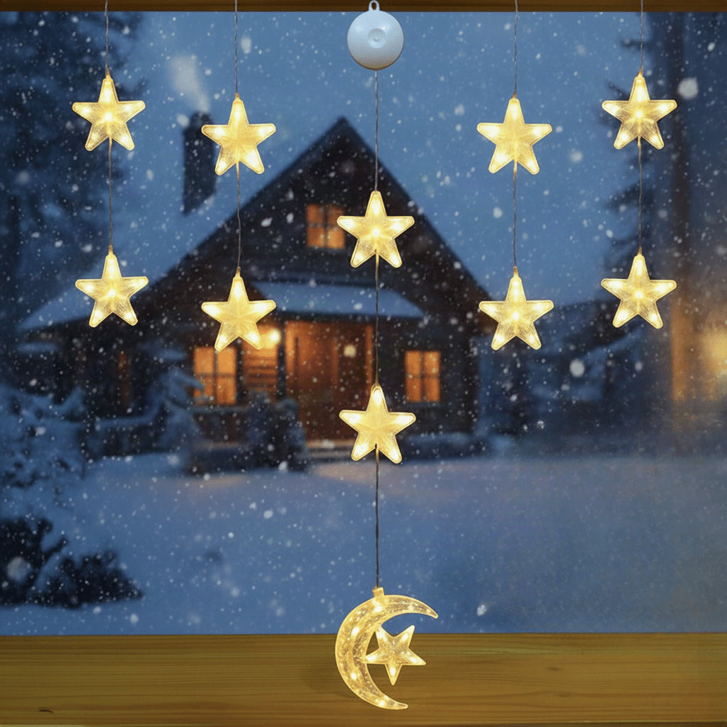 Luces LED de Navidad con ventosas para cristal y espejos