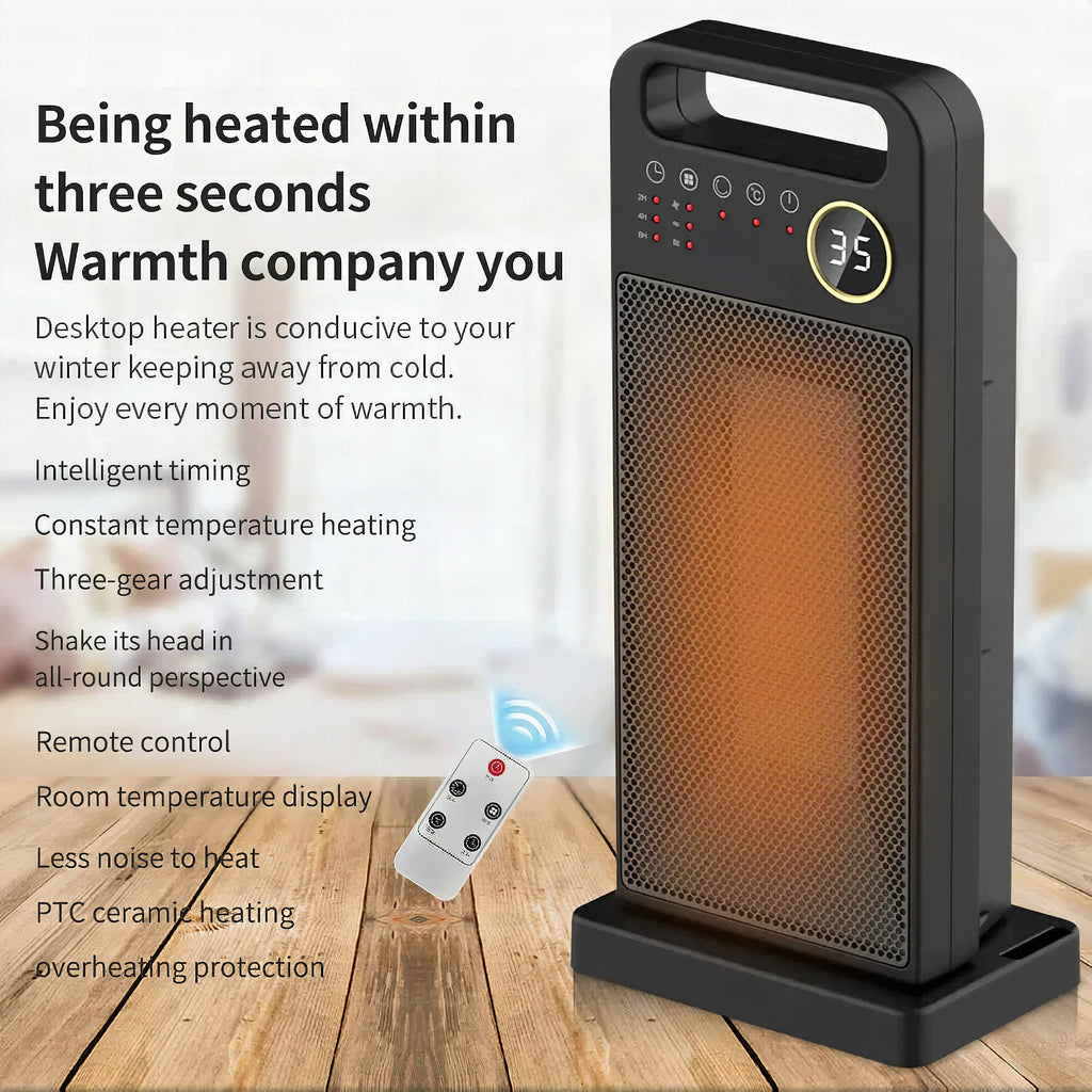 Calefactor eléctrico de 2000 W con mando a distancia y pantalla táctil