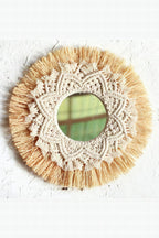 Espejo decorativo de fibra natural