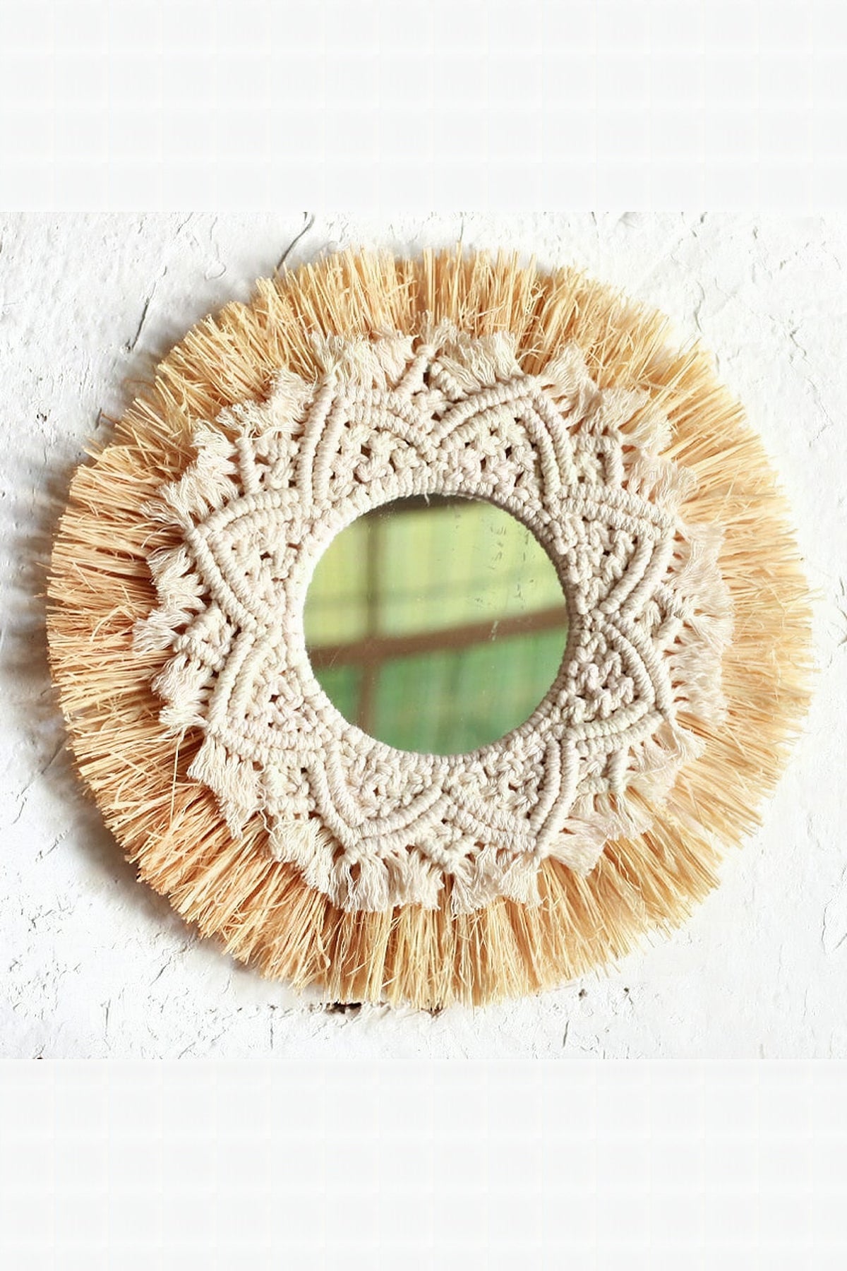 Espejo decorativo de fibra natural