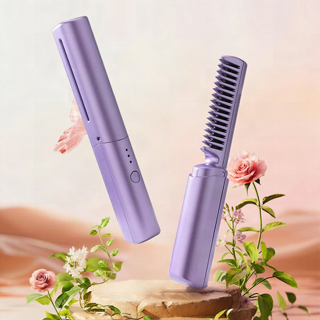 Mini plancha de pelo recargable con peine integrado