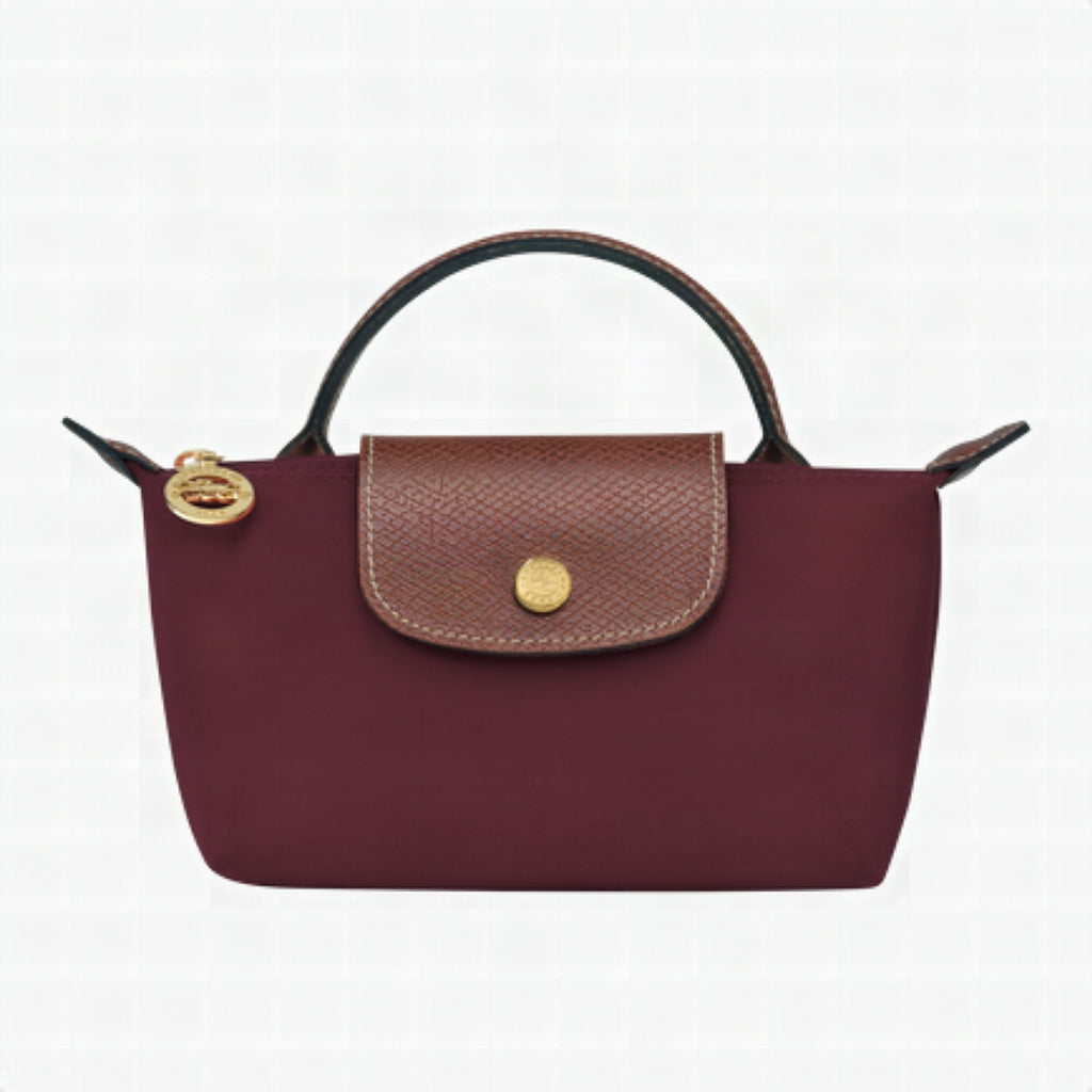Bolso Mini Élan de Longchamp para mujer, vista frontal con cierre de cremallera y herrajes dorados.
