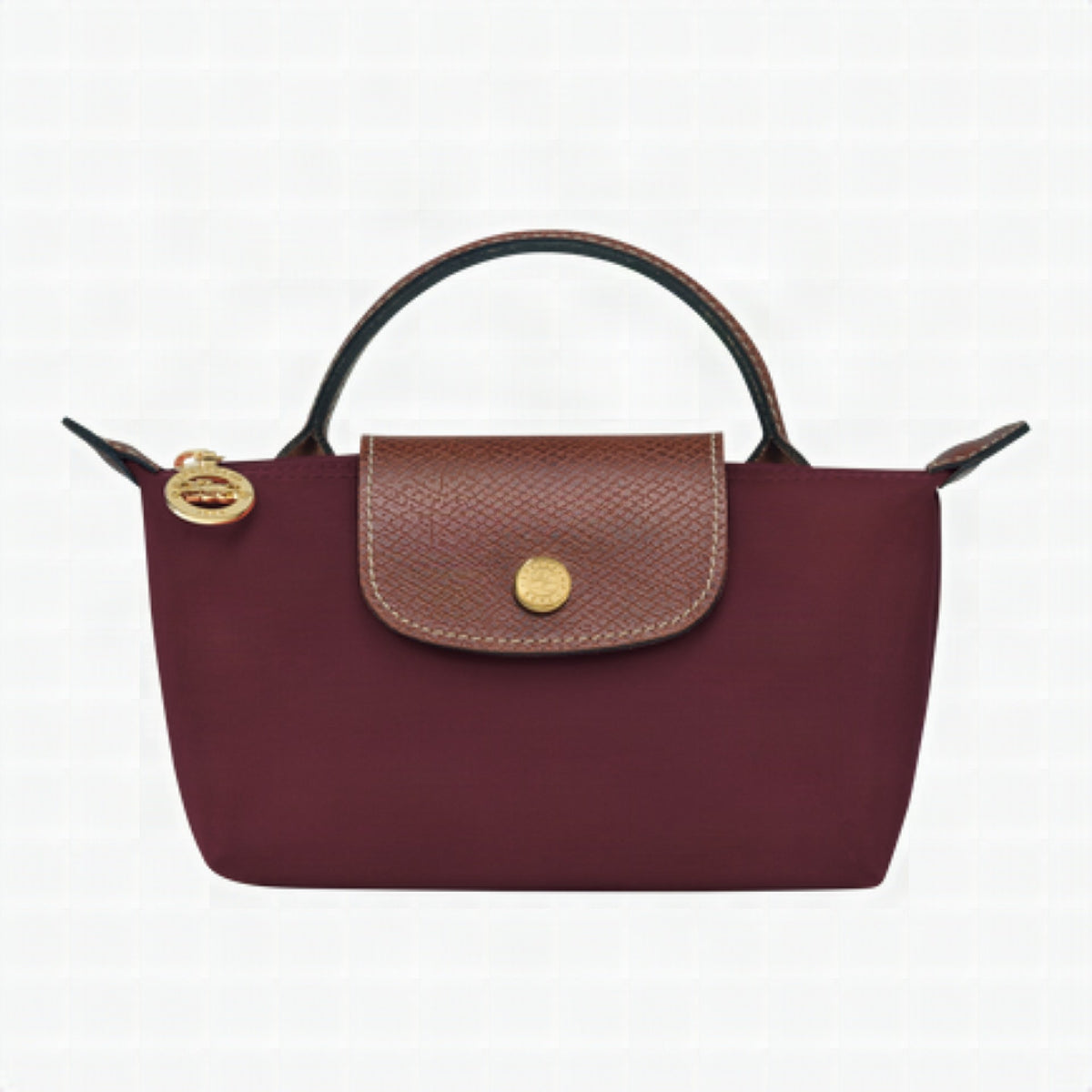Bolso Mini Élan de Longchamp para mujer, vista frontal con cierre de cremallera y herrajes dorados.