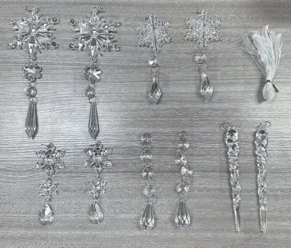 Set de 10 carámbanos decorativos de acrílico transparente para árbol de Navidad