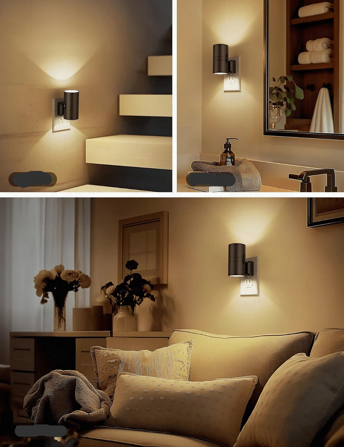 Luz LED nocturna regulable de diseño compacto