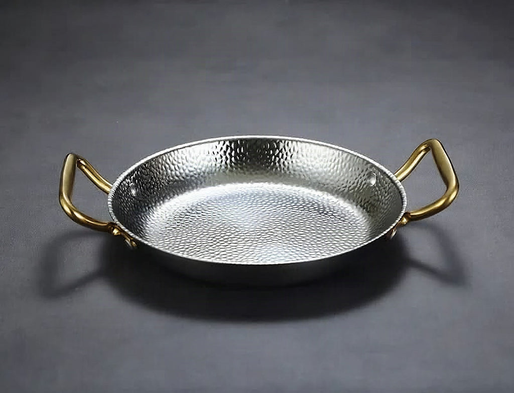 Cacerola de acero inoxidable martillado para freír, salsas y cocina versátil