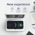 Despertador digital con carga inalámbrica rápida 15 W, temperatura y luz