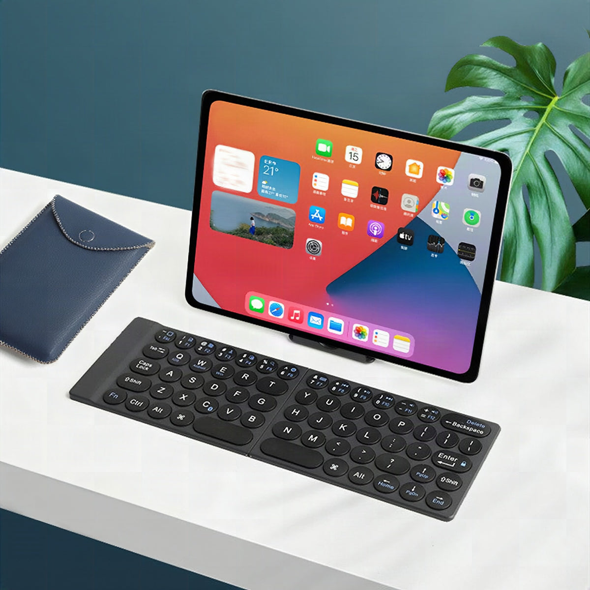 Teclado plegable portátil ultraligero para viajes, oficina y hogar