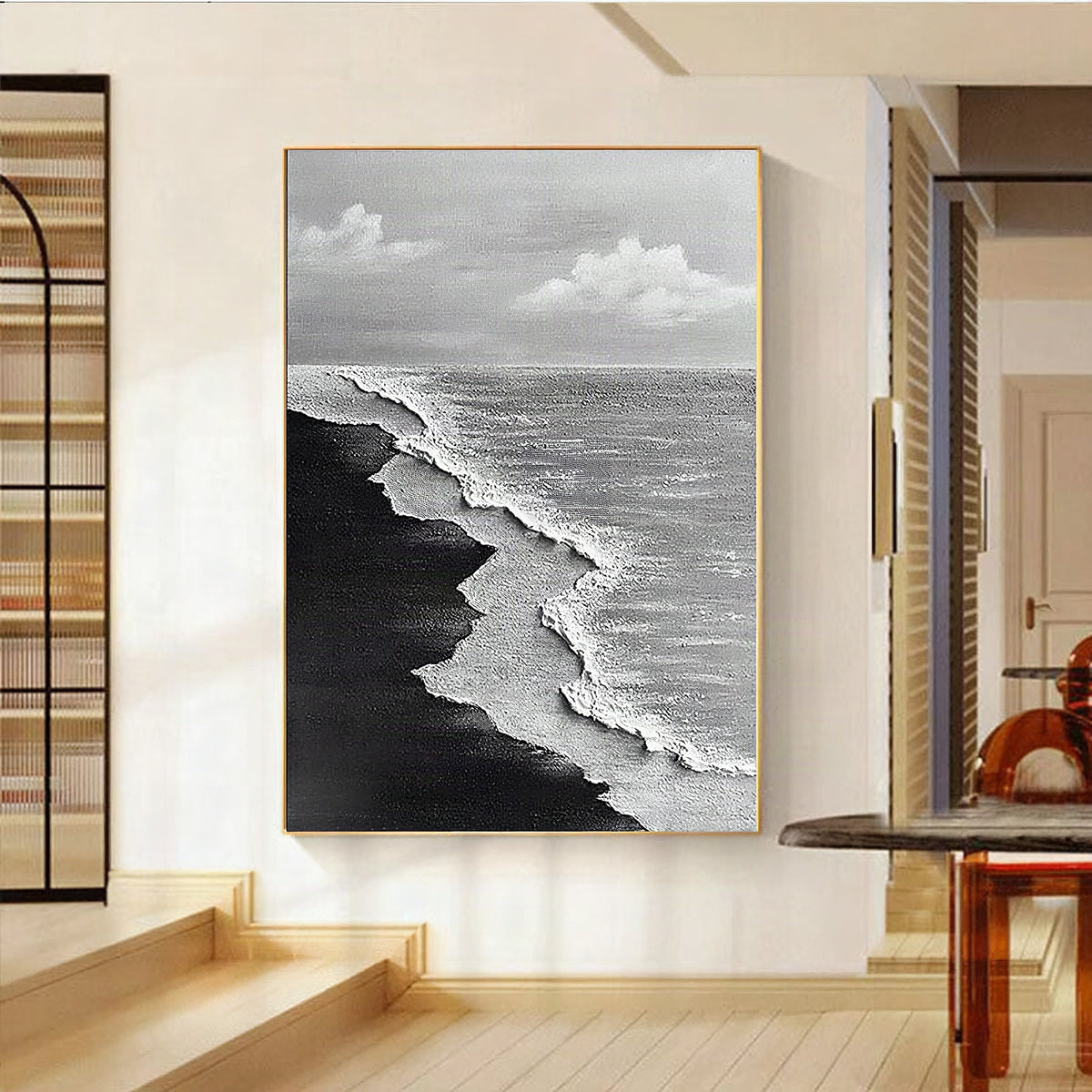 Lienzo abstracto inspirado en la costa