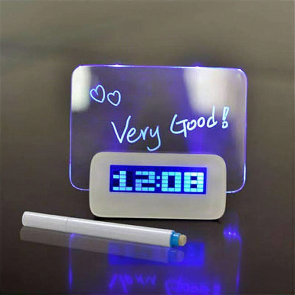 Despertador digital LED con pizarra fluorescente