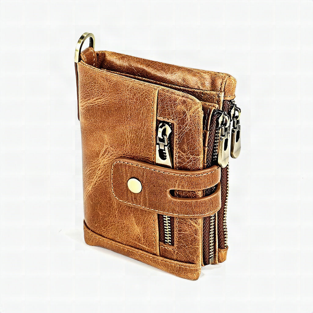 Cartera retro de piel con cremallera
