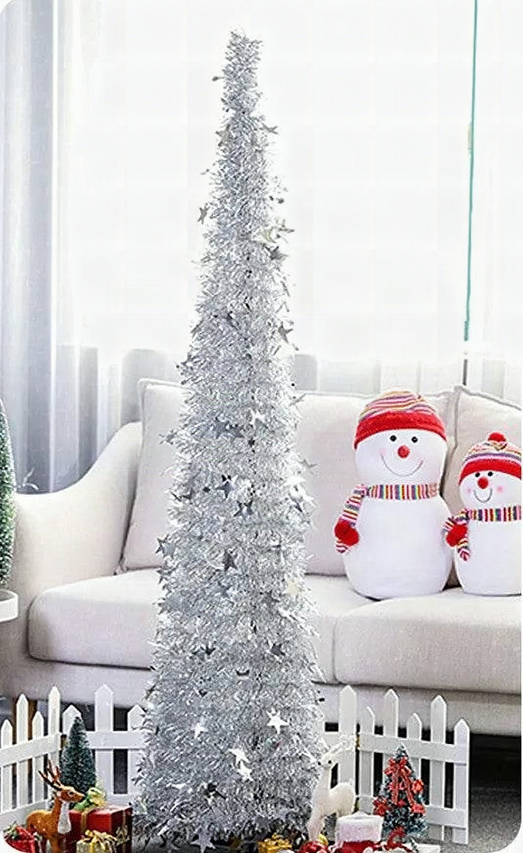 Árbol de Navidad artificial plegable con lentejuelas y soporte