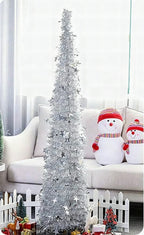 Árbol de Navidad artificial plegable con lentejuelas y soporte